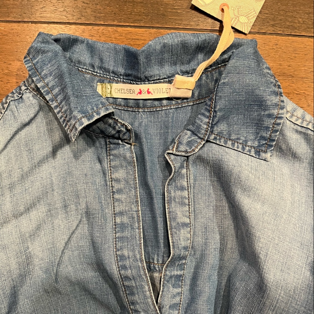 NWT Chelsea & Violet Light Wash Jean Dress with frayed hem Size S - Picture 8 of 14
